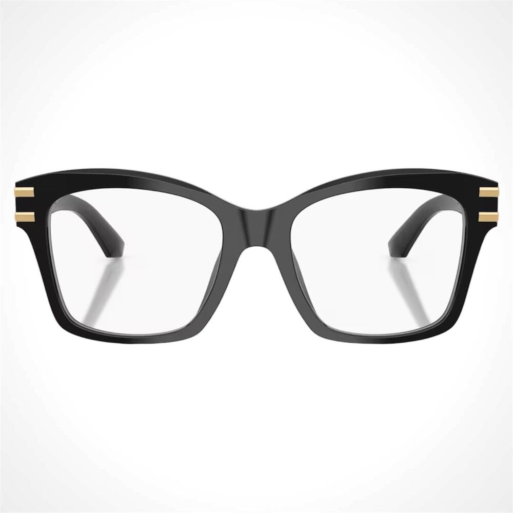 New Dolce & Gabbana Eyeglasses Black Square Gold Metal Logo 54-19 Glasses Frames - Picture 2 of 6
